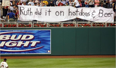 Ruth did it on hotdogs and beer